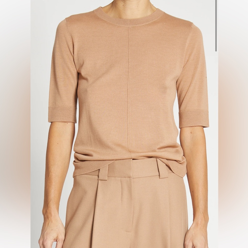Saint Art Lucia Short Sleeve Sweater in Tan
